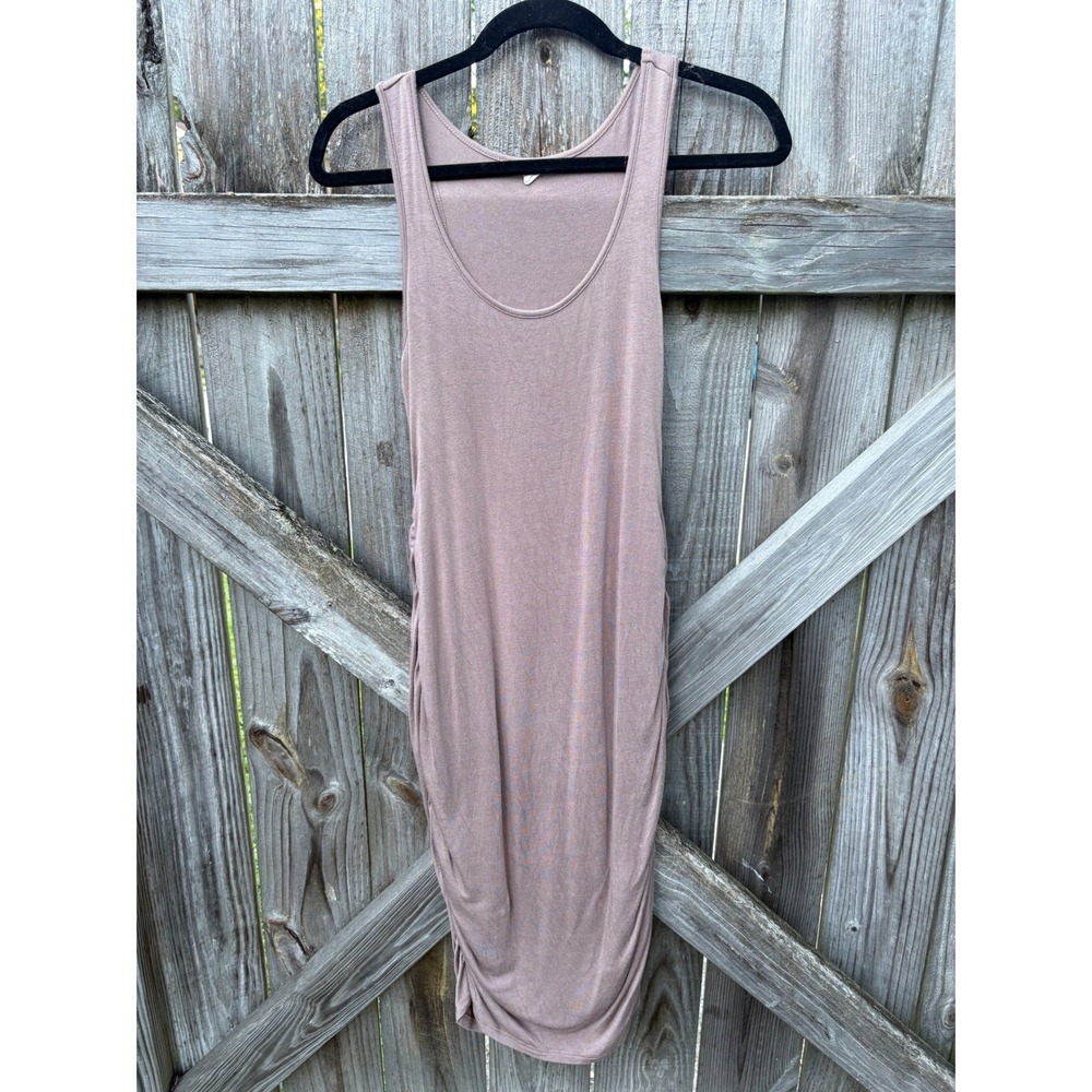PinkBlush Mauve Ruched Side Maternity‎ Bodycon Midi Tank Dress Small D7027-A